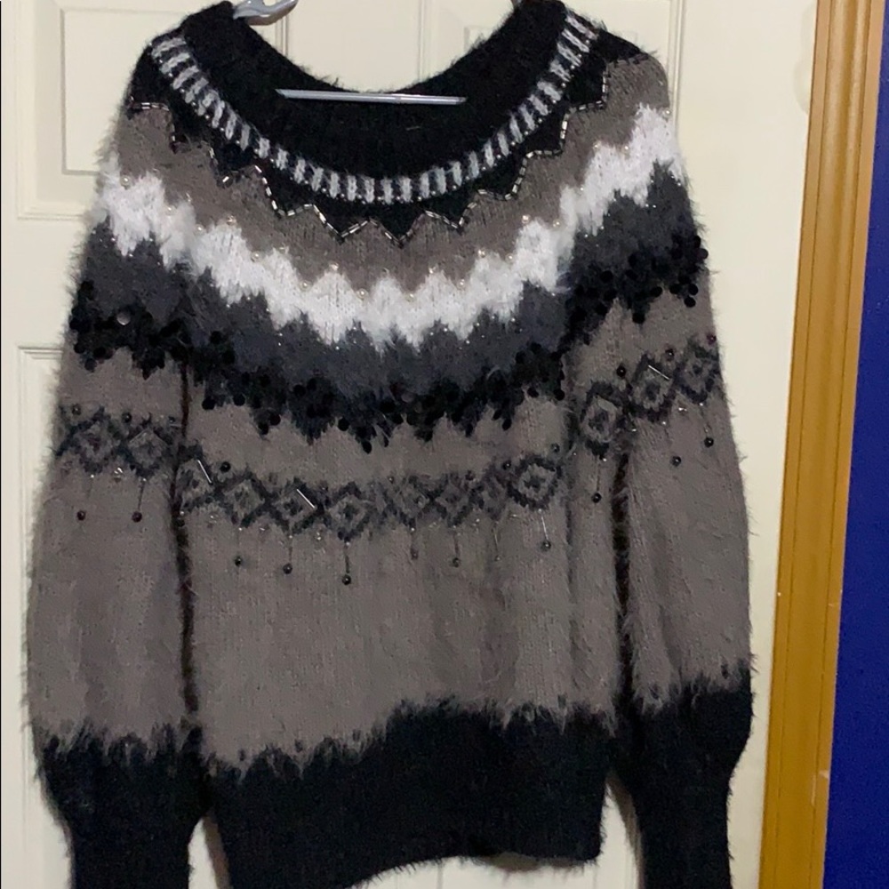 Anthropologie Knit Sweater W/Pearl Detail